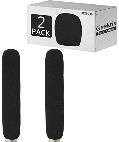 Geekria for Creators Foam Windscreen for 3/4'' Diameter Microphones, Antipop Foam Cover, Mic Wind Cover, Sponge Foam Filter Compatible with Sennheiser MKH 416-P48U3 (8 Inch / 2 Pack)