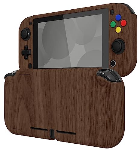 eXtremeRate PlayVital Coque Protection pour Switch Lite avec Capuchon Joystick pour Nintendo Switch Lite et Cover Boutons & Protecteur d'Écran Verre Trempé-Grain de Bois