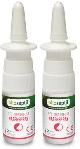 OLIOSEPTIL – Nasenspray – Medizinprodukt - Beruhigt und reinigt die Nase – Befreit die verstopfte Nase – Erleichtert den Abtransport von Schleim – Mit ätherischen Ölen – 2 x 20-ml-Flasche