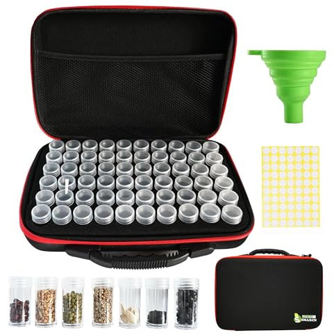 Smaxcn 60 Slots Saatgut Aufbewahrungsbox,Robuste Samen Organizer Aufbewahrungsbox mit Reißverschluss Tasche und Label Aufkleber, Für Blumen Gemüse,Gemüsesamen,Kräuter Samen,Garten Samen.