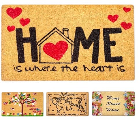 LUA VIKA Zerbino ingresso esterno cocco - Cuore - 40x70 cm - tappeto ingresso esterno casa - zerbino cocco - zerbini moderni e originali