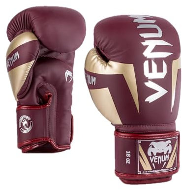 Venum, Elite Gants de boxe, Mixte Adulte, 16 Oz, Burgundy/Or