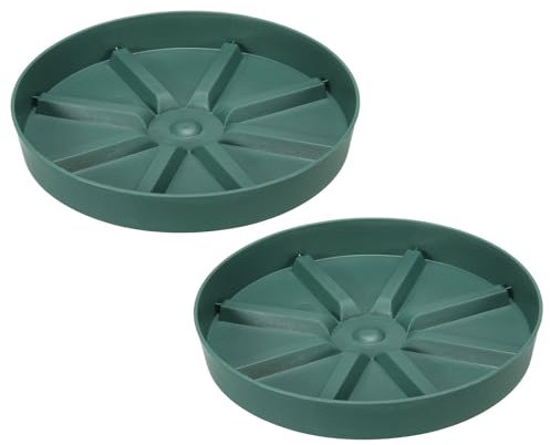 PATIKIL 7.5 Inch Plant Saucers Tray, 2Pcs Durable Plastic Round Flower Pot Drip Tray Thicker Anti-Rot Root for Indoors Outdoors Home Garden, Green