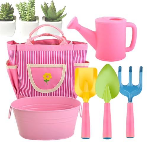 Joberio Ensemble d'outils de Jardin pour, Ensemble de Jardinage pour | Ensemble d'outils de Jardinage pour 6 pièces, bidon d'eau, Pot de, pelles, râteau,Jouet de Sable de Plage en Plein air,
