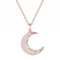 GAVU Collier Argent 925 Plaqué Or Rose Femme, Pendentif Croissant de Lune, Collier Lune Zircon Cubique