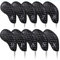 Golf Iron Club Head Covers Magnetic Right Hand 10pcs 4-9,P,A,S,X Black PU Leather Iris Pattern