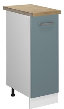 Vicco Apothekerschrank R-Line, Medizinschrank für die Küche, Blau-Grau/Weiß, 30 cm, AP Eiche