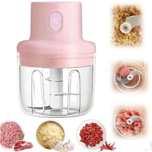 Mini hachoir électrique pour cuisine, robot culinaire et mixeur, bol en verre, broyeur à légumes, chargement USB pour fruits, poivrons, chili, légumes, oignons, viande (100 ml)
