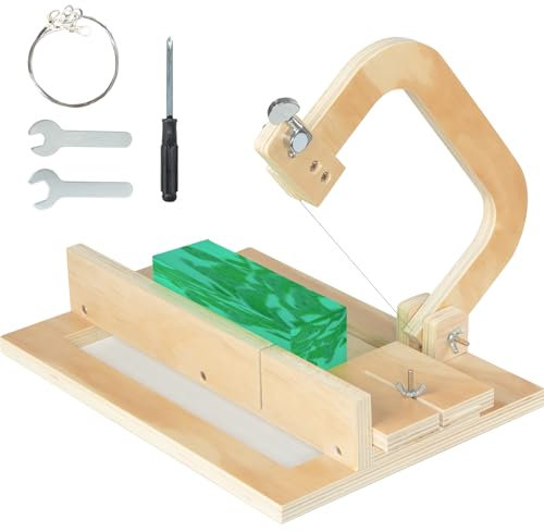 Adjustable Wire Soap Cutter, Professional Soap Cutting Tool, Wooden Soap Making Supplies with Replaced Stainless Steel Wires for Handmade