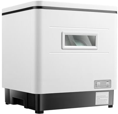 JJsdwin 800W TischgeschirrspüLer, Mini GeschirrspüLer mit 360 Grad Sprühfunktion, Kleine SpüLmaschine für Geschirr, Messer, Gabeln, Löffel und Essstäbchen, Weiß