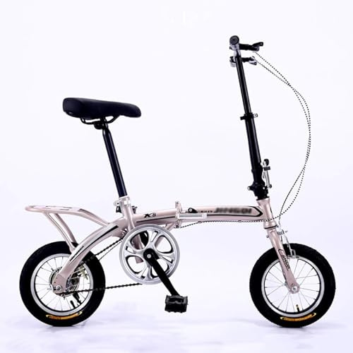 Klappern Fahrrad 12 -Zoll -Schüler Fahrrad für Erwachsene kompaktes faltbares Fahrrad Mini Leichtes Klapprad zum Arbeitsschule, Champagner, Champagner