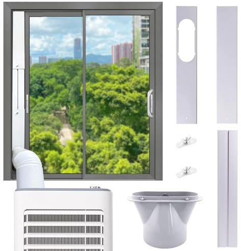 Klimaanlage Fensterabdichtung Rolladen, Fensterabdichtung für Mobile Klimageräte mit 13cm Schlauch Adapter, Einstellbare Fenstergleit Kit, Rolladen Fensterblende für Tragbare Klimaanlage