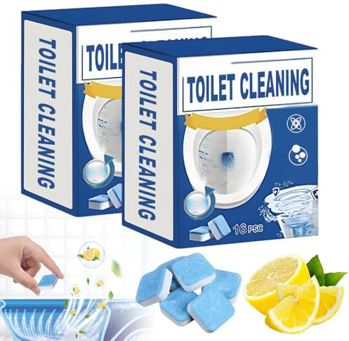 Tablettes WC, Produit Nettoyant WC, Nettoyant Toilette, WC Power Activ' Océan, Tablettes WC Action Nettoyante, Anti-Calcaire, Désodorisante (16, 2PCS)