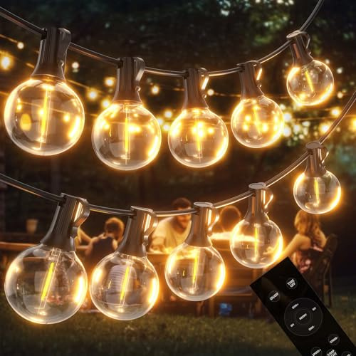 Garden-Outdoor-Lights-Mains-Powered-String-Festoon-Light LED 40ft 12m Outside Lighting Waterproof Bulb Patio Gazebo Party Pergola Wedding Backyard Porch Yard Terrace Electric Festival G40 Connectable