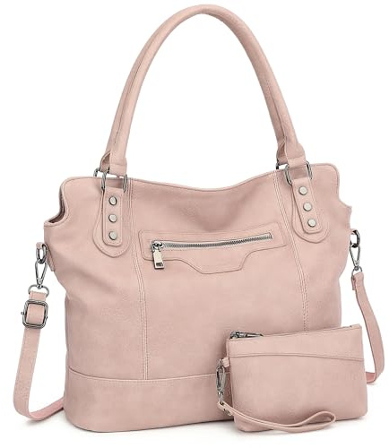 TANTOMI Tote Handbags for Women Hobo Bags for Women Large Crossbody Purses Shoulder Bags with Adjustable Strap, Dusty Pink, One Size