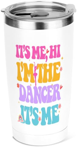 jeilink Dancer Gifts, Dance Teacher Gifts，20 oz Insulated Tumbler, Tumbler with Lid, Vacuum Travel Coffee Mug Stainless Steel Cup Thank You Gift for Women Dancing Girl Friend Christmas Birthday