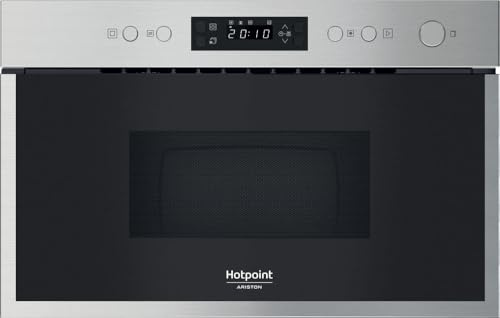 Hotpoint - HAM212OX Micro-ondes Encastrable 22L - Gril Autonettoyant, Décongélation Rapide 3D - Écran LCD et Minuterie Électronique - H 38.2 x L 59.5 x P 32 cm - Acier Inoxydable