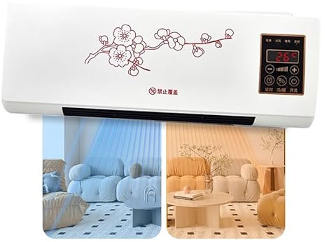 Sohodoo Climatiseur portatif 2000 W, mini climatiseur mural 2 en 1 avec ventilation naturelle et chauffage rapide(C)