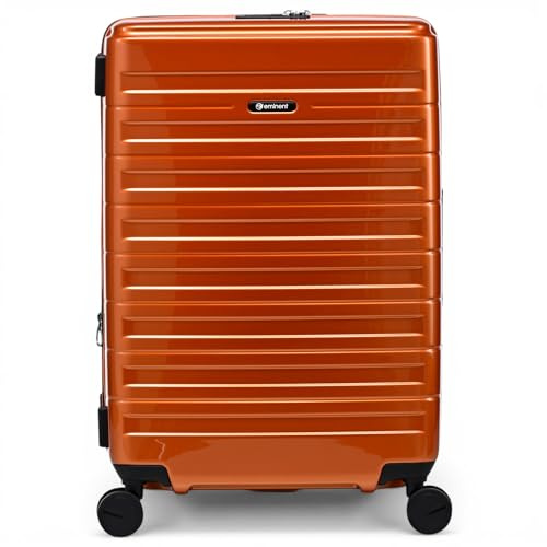 Eminent Voyager Koffer Mittelgroß leicht, Hartschalenkoffer Trolley | Reisekoffer mittelgroß, 3,4 kg leicht, 71L, 4 Rollen, erweiterbar 67x44x26 auf 30, TSA Schloss, Makrolon, Orange