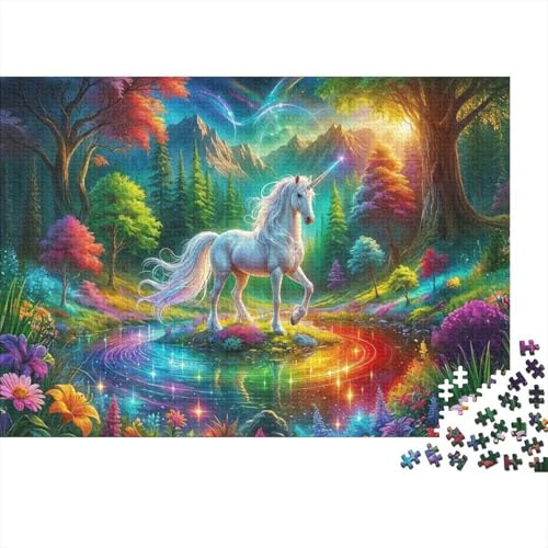 Magical Unicorn Forest 1000 Pcs Recycled Cardboard Jigsaw Adults Unicorn Colourful Forest Anxiety Reducer Educational Decompression Wall Decor