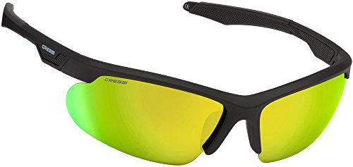 Cressi Speed Sonnenbrille, Schwarz/Gelb Verspiegelte Linsen, One Size
