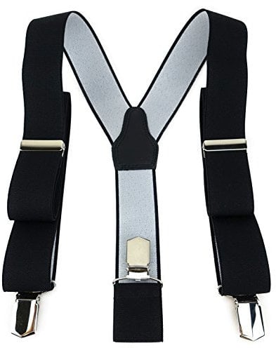 TigerTie Unisex Hosenträger in Y-Form mit 3 extra starken Clips - Farbe in schwarz einfarbig Uni - hochwertige Verarbeitung - Breite 35 mm
