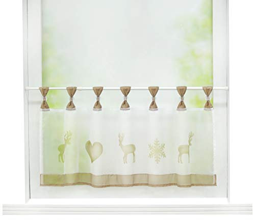 Joyswahl Scheibengardine Voile Bistrogardine »Elch« mit Weihnachten Muster Transparente Gardine Stores HxB 45x120cm Braun 1er Pack