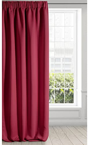 Eurofirany LOGAN Vorhang Blickdicht, Blackout, Satin Verdunkelungsvorhang mit Kräuselband - 1 Stk. Elegant, Glatt, Einfarbig, Wohnzimmer, Schlafzimmer, 135x270 cm, Rot