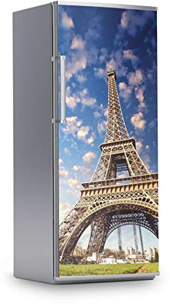 Kühlschrank Möbelfolie I Dekoraufkleber für Kühlschrankfront - Bedruckte Klebe-Folie abwaschbar I Klebefolie Küche - Design: La Tour Eiffel