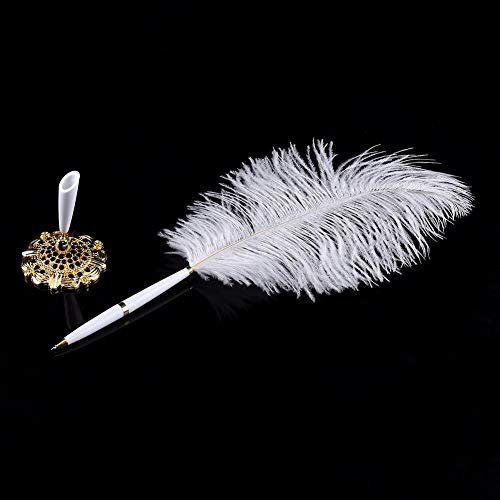 Shanrya Federstift, Federkiel-Dip-Stift, Schreibstift-Abschluss für Valentinstag begünstigt Braut-Verlobungs-Hochzeit(Golden base)