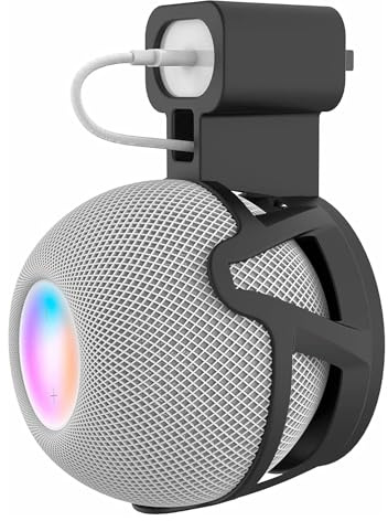 CUHIOY UK Homepod Mini Wall Mount Holder, Homepod Mini Plug Mount with Cord Management, No Messy Wires or Screws, Perfect Space-Saving Accessories(Black, 1 Pack)