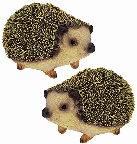 matrasa Igelpaar Dekofiguren aus Polyresin - Dekoigel Igel Figur Gartendeko 14,5 x 9,5cm