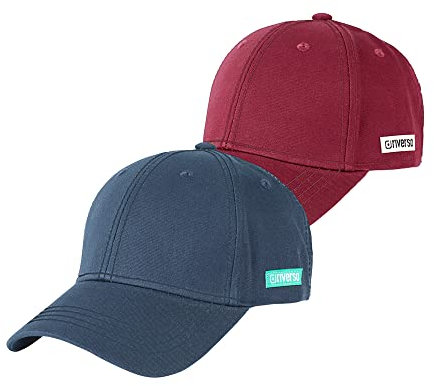 riverso Herren Cap RIVNoel 2er Pack Baseballcap Snapback Kappe Sport Verstellbare Outdoor Mütze Basic Einfarbig 100% Baumwolle Einheitsgröße Blau Rot, Größe:One Size, Farbe:Farbmix Uni 3
