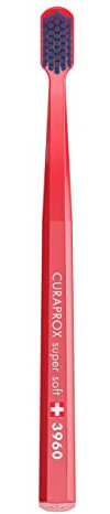 Curaprox CS 3960 Super Soft Toothbrush, Red - Blue, Made in Switzerland | Adult Gum and Tooth Care , Super Soft Curen® Filaments for Gentle Cleaning , Single Pack
