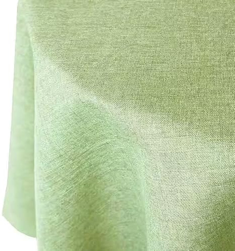 Tischdecke | Hellgrün - Oval - 160x220cm | Gartentischdecke | Outdoor-Decke | Lotus-Effekt | Leinen-Optik | Schmutzabweisend