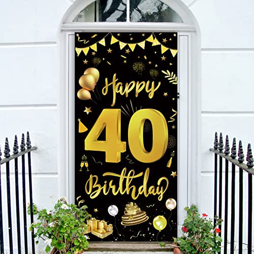 GoldRock 40 Geburtstag Männer Frauen Deko Banner, Geburtstagsbanner 40, 40.Geburtstag Deko Banner Hintergrund,Happy Birthday Banner 40,Deko 40 Geburtstag Liefert Foto Prop Kuchen Tisch Banner 185x90cm