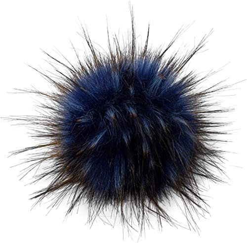 styleBREAKER Kunstfell Bommel für Mützen und Beanies, Fake Fur, Winter Fellbommel 04024161, Farbe:Blau-Schwarz