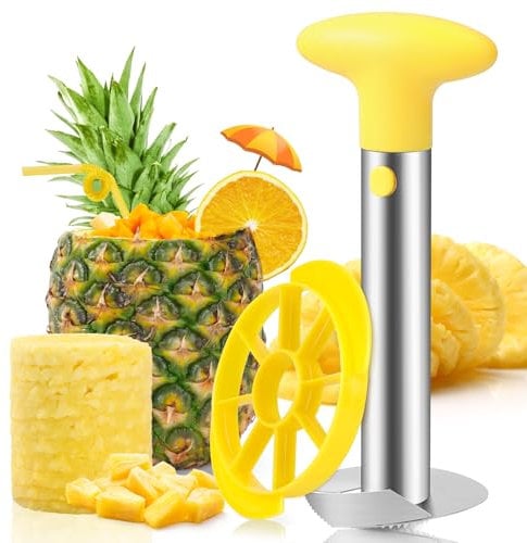 CUNSENR Premium Ananasentkerner und -hobel – Ananasschneider mit scharfen gezackten Spitzen – einfach zu bedienen und zu reinigen – Edelstahl-Kernentferner für Ananas – Schneiden und entkernen Sie