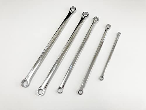 Dunnet Tools 5pc Extra Long Ring Spanner Long Reach Spanners 12 Point Wrench 8mm-19mm Set Mechanic Hand Tools Professional DIY Long Neck Tool Set Wrench Set