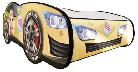 Topbeds Kinderbett Auto 160 x 80 cm Racing Car Girl - Vanessa LED - Autobett, Kinder Bett - Holzbett Baby Kinder - Kinderbett Junge - Bett für Kleinkinder