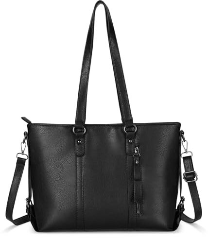 VINBAGGE Sac à main bandouliere en Cuir PU pour Femme Messenger Hobo Sac Fourre Tout Grande capacité pour le Travail Shopping Party Voyage, V2- Noir, 39 * 12 * 27cm, Élégant