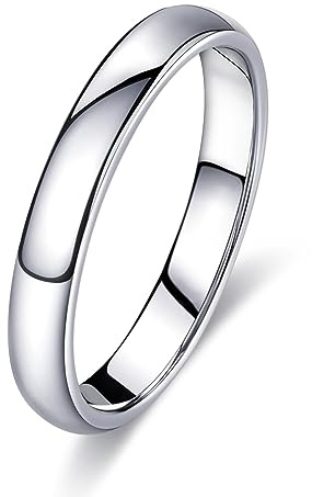 FUNEIA Silber Band Ring Damen Herren Edelstahl Ringe für Männer Frauen | 1-8mm Breit Simpel ringe, Polierte Trauring Ehering, Verlobungsring Daumenring, Finger Ring Größen 52, 54, 57, 60, 62, 65, 67
