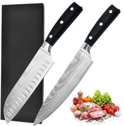 Astylway Kochmesser 17cm Santokumesser 5Cr15MoV Handgeschmiedetes profi Küchenmesser aus Deutschem Hochwertigem Carbon Stahl Original scharfes Allzweckmesser Fleischmesser mit Holzgriff