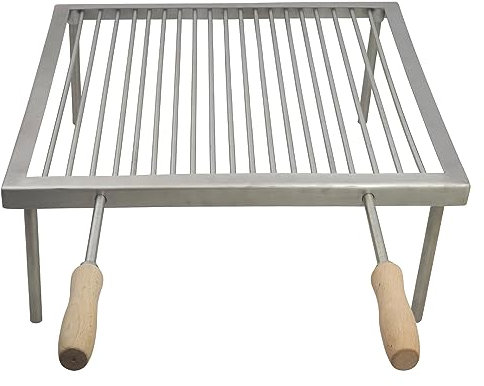 SpitJack Indoor & Outdoor Tragbarer Camping Grill und Kamin Gridiron Toskanisches Lagerfeuer Grillrost für offenes Holzfeuer und Holzkohle-Feuerstelle Alles Edelstahl - 300 Sq In Rost Verstellbare