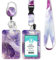 ID Ausweishalter mit Lanyard, Einziehbarer Schlüsselband Ausweishalter, Ausweishülle mit Band Schlüsselanhänger für Personalausweis, Studentenausweis, Kreditkarten (Marble Purple)