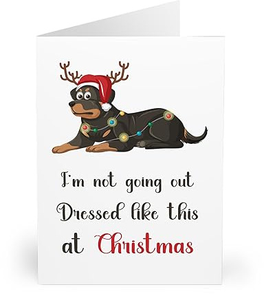 Christmas Dog Greeting Card - Adorable Cartoon Dog with Hat, Reindeer Horns, and Lights - Humorous Holiday Card for Sharing Laughter and Joy
