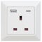 Ucomen Single Socket with Dual USB Charging Ports type A and C, (1-Gang, 13A), 1 pack,white