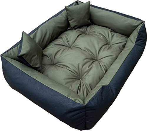 Dogs4Life New Hundebett XXL | Hundebett groß Hunde | Hundebett mittelgroße Hunde | Hundebett kleine Hunde | Hundekissen | Outdoor Hundebett | Wasserdicht (XL, Grün)