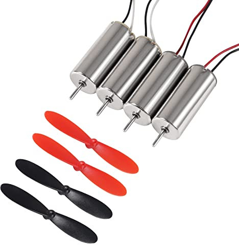 AEDIKO 4pcs 8520 Brushed Motors 8.5x20mm Motor 3-5V 0.15A 35000RPM-50000RPM 8520 Motor Hollow Cup Drone Motor + 4pcs CW CCW Propeller