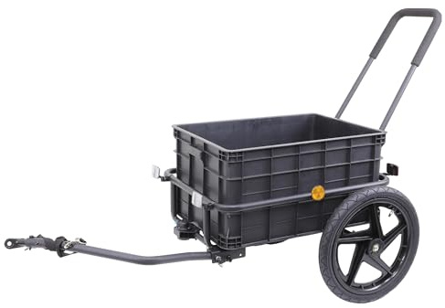 Xspec 2-in-1 Bike Cargo Trailer Pushcart, Bicycle Trailer with Removable Box and Waterproof Cover, Black, Pushcart Stroller with Tow Hitch and Removable Handlebar